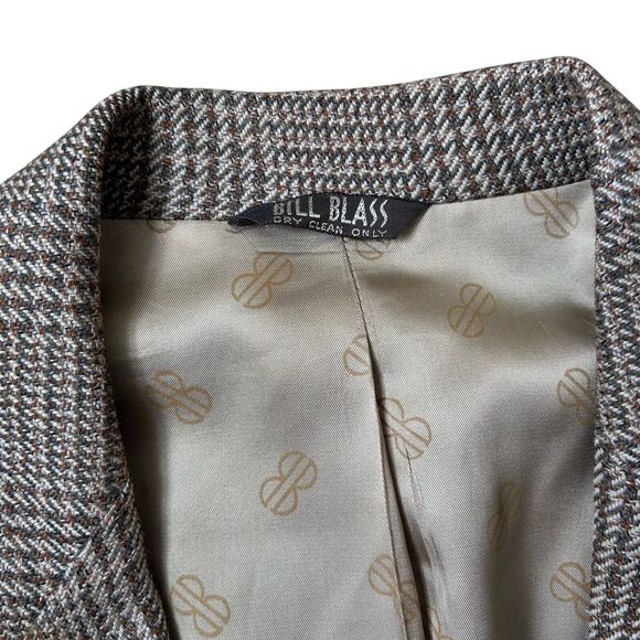 Vintage Bill Blass Glenplaid Brown Tan Wool Blazer - 38R - Picture 2 of 8